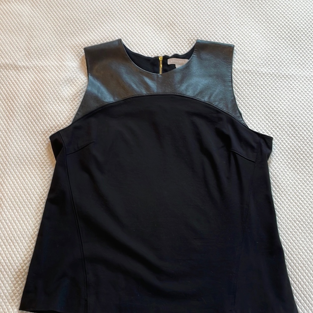 Banana Republic faux leather and ponte sleeveless top. Size 14.